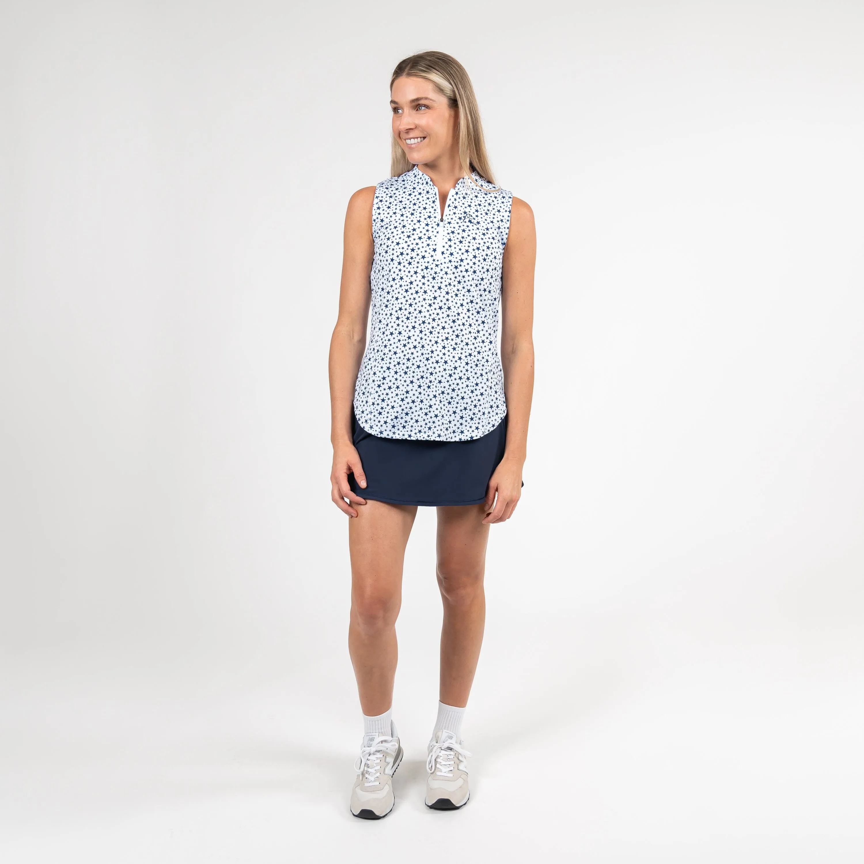 Stars Sleeveless Zip | The Stars - White/Patriot Blue - USA