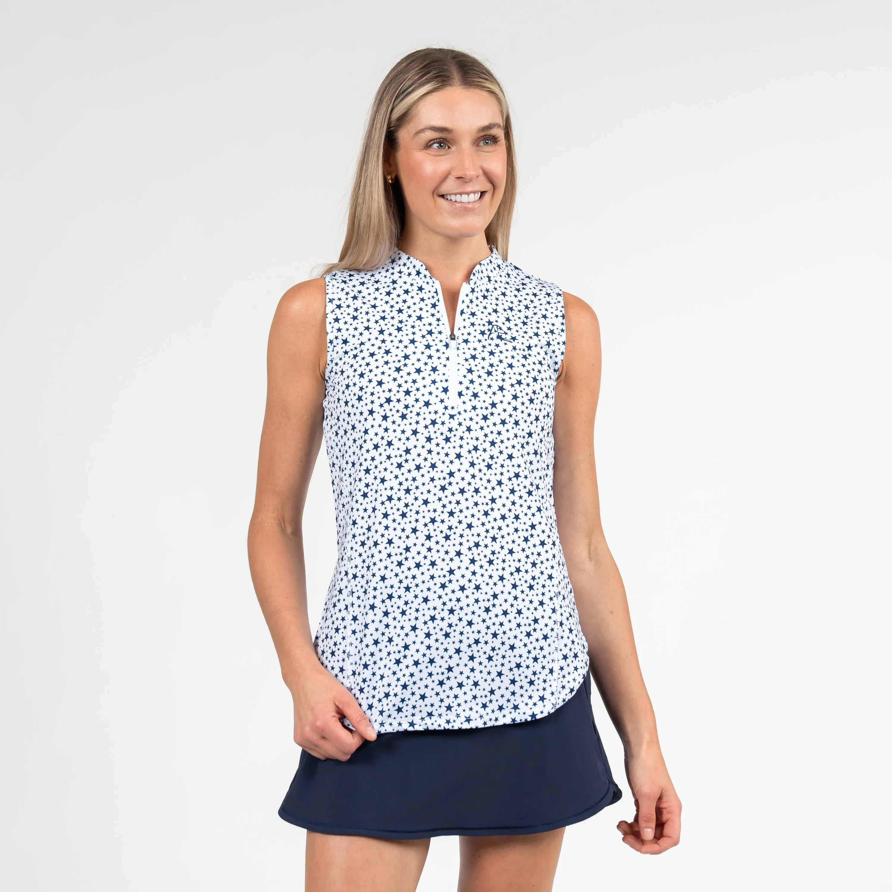 Stars Sleeveless Zip | The Stars - White/Patriot Blue - USA