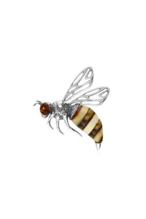 Sterling Silver Amber Bee Brooch