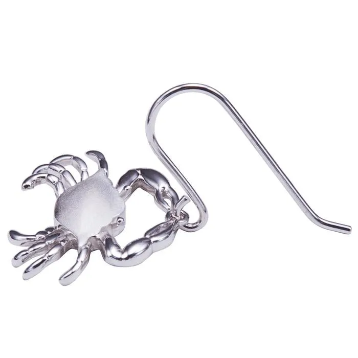 Sterling Silver Crab Hook Earrings Sandblast Finish