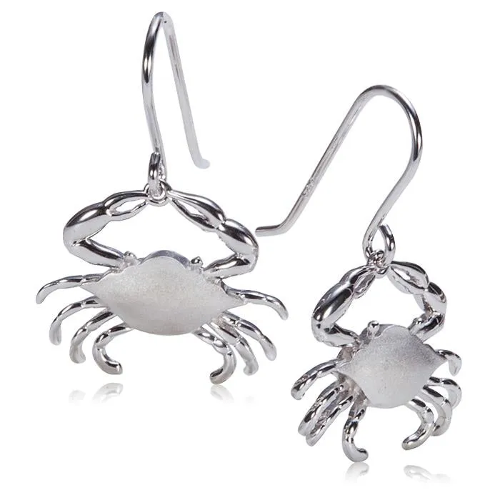 Sterling Silver Crab Hook Earrings Sandblast Finish