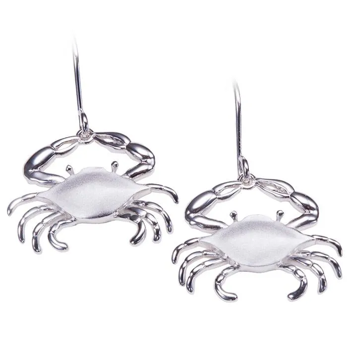 Sterling Silver Crab Hook Earrings Sandblast Finish