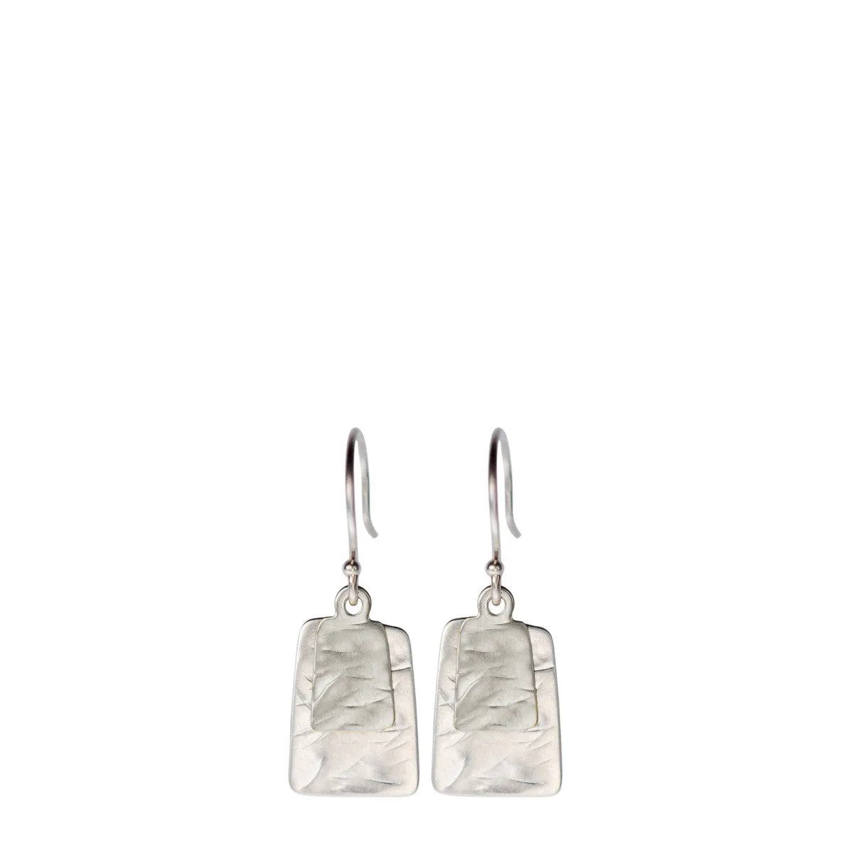 Sterling Silver Flattened Double Square Earrings