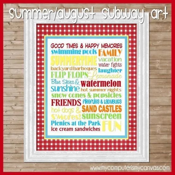 Summer or August Subway Art PRINTABLE