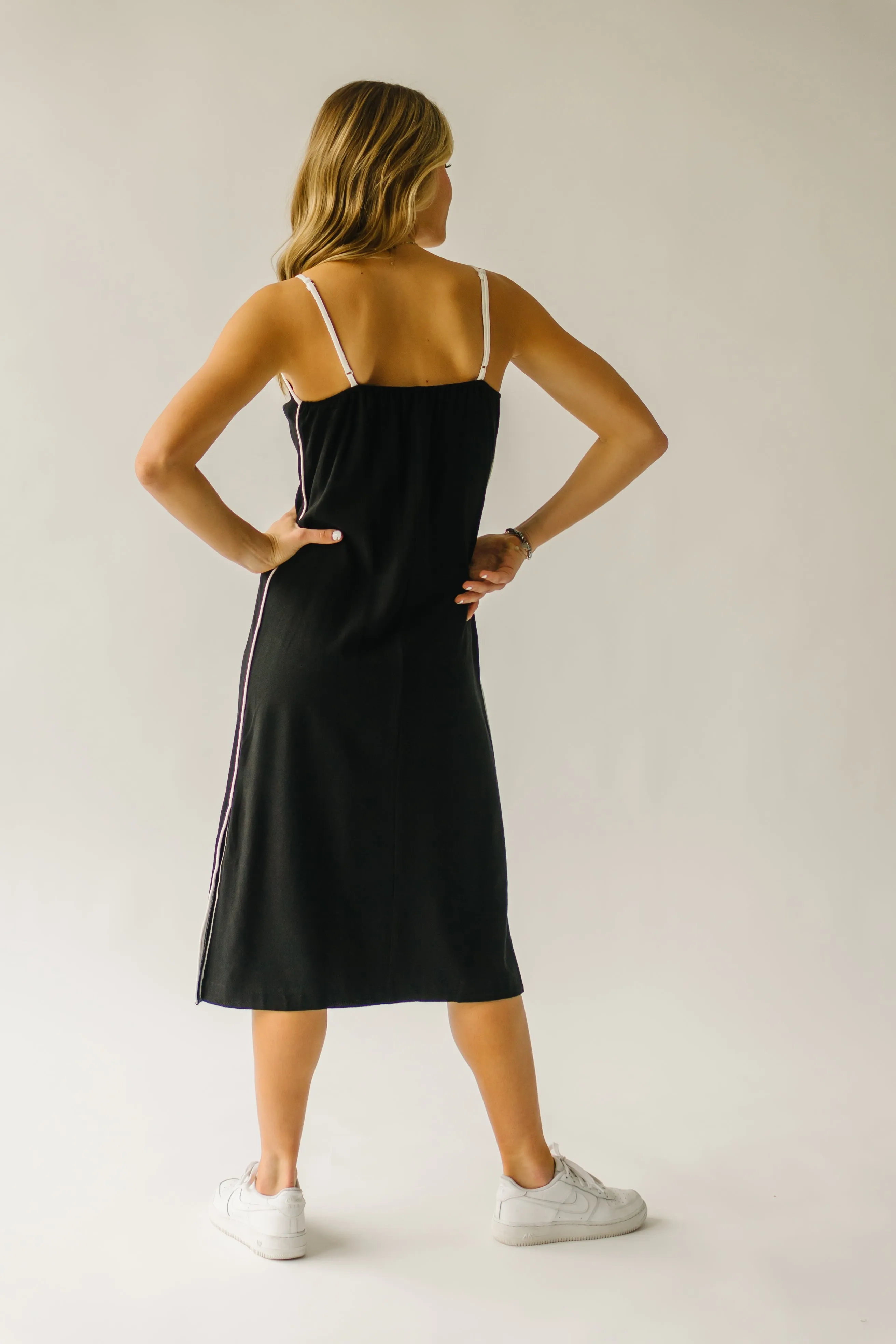 The Neslin Linen Midi Dress in Black Combo