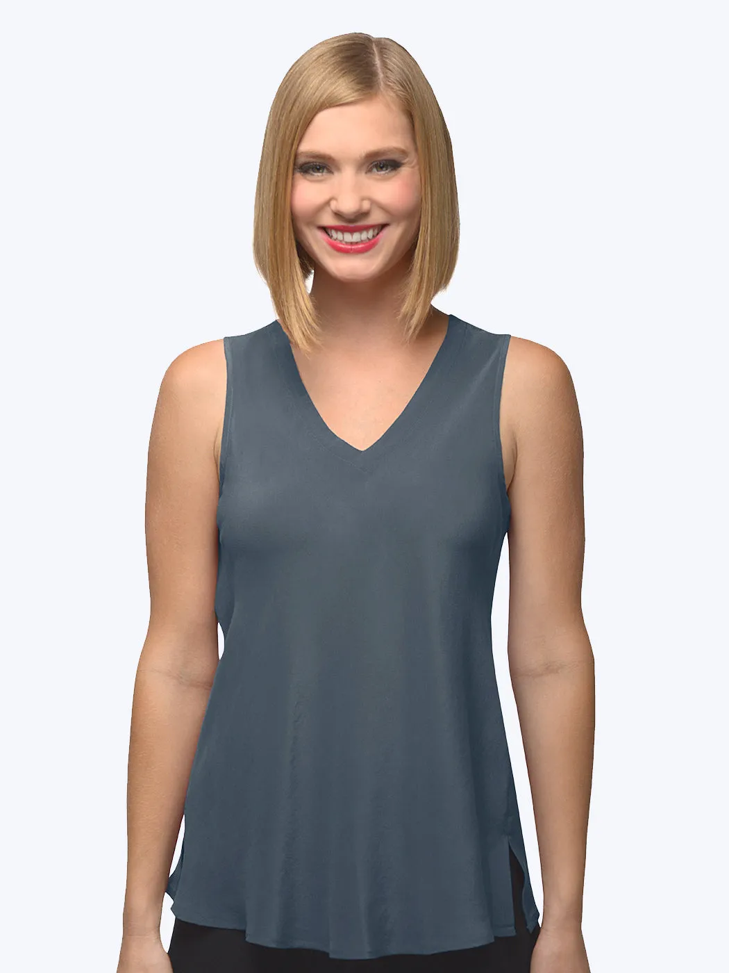 Tianello Crepe de Chine Washable Silk Erika Bias Tank