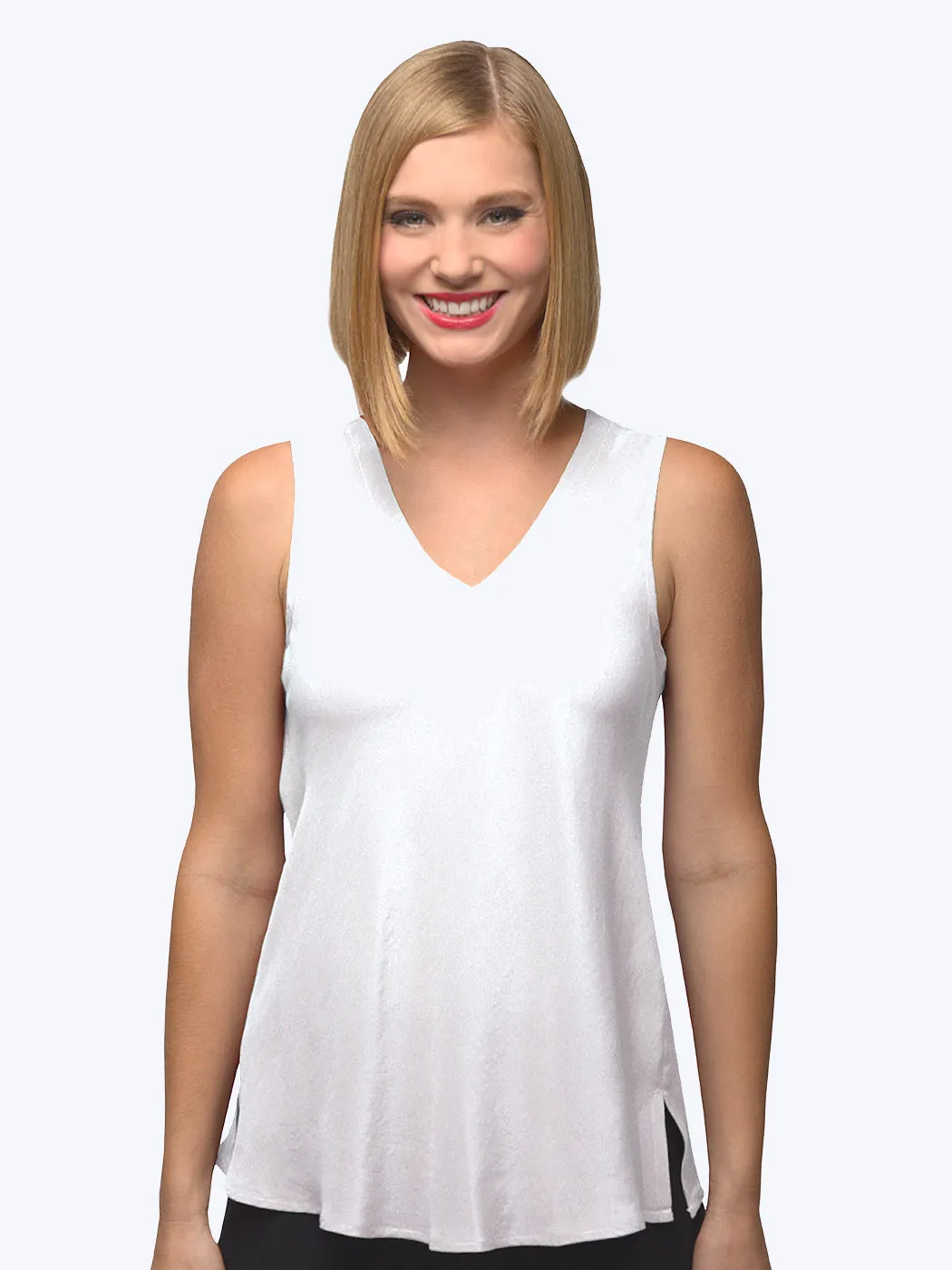 Tianello Crepe de Chine Washable Silk Erika Bias Tank