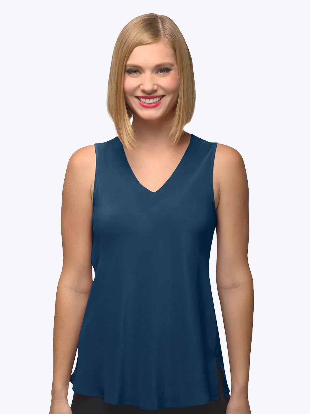 Tianello Crepe de Chine Washable Silk Erika Bias Tank