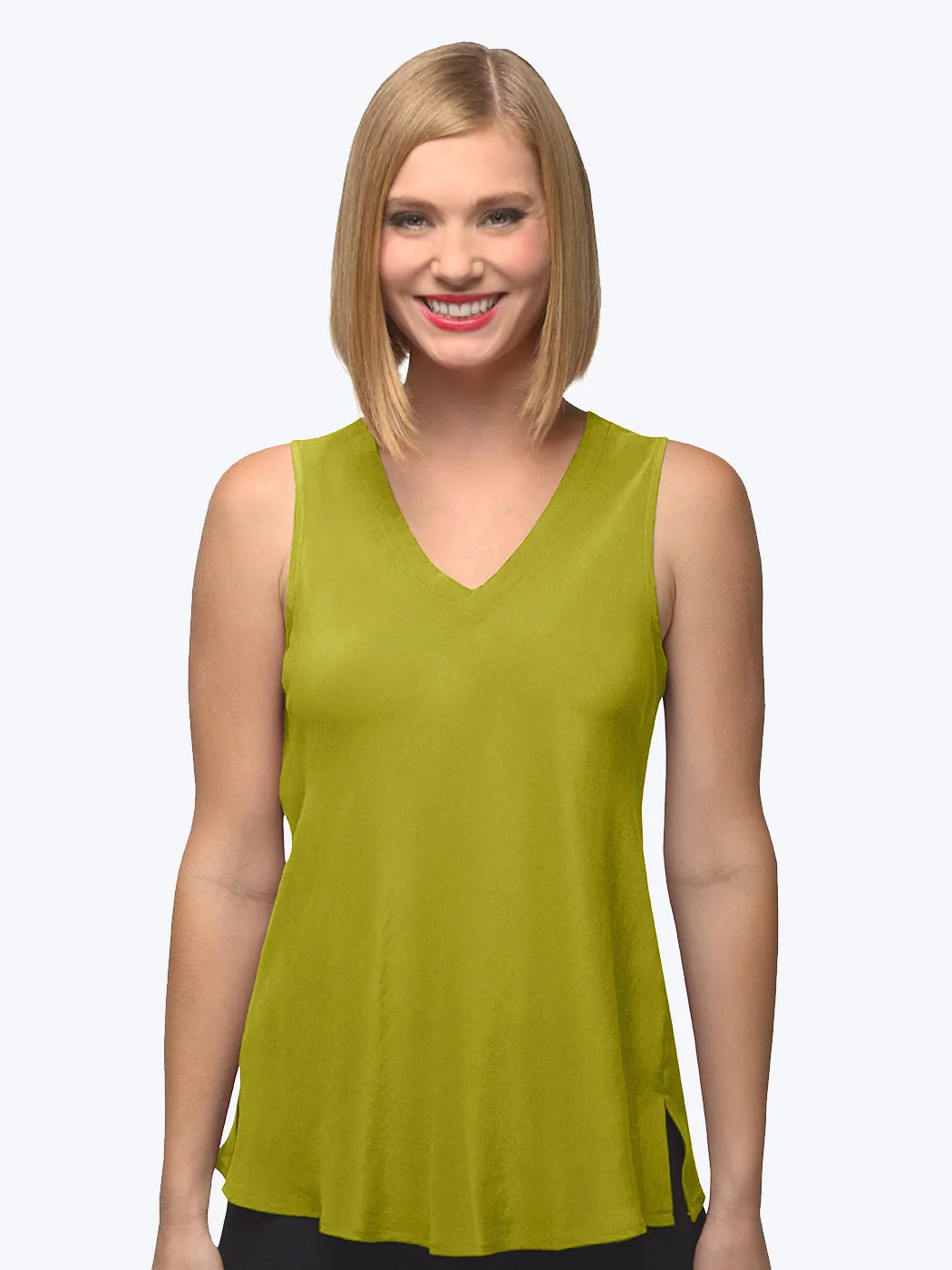 Tianello Crepe de Chine Washable Silk Erika Bias Tank