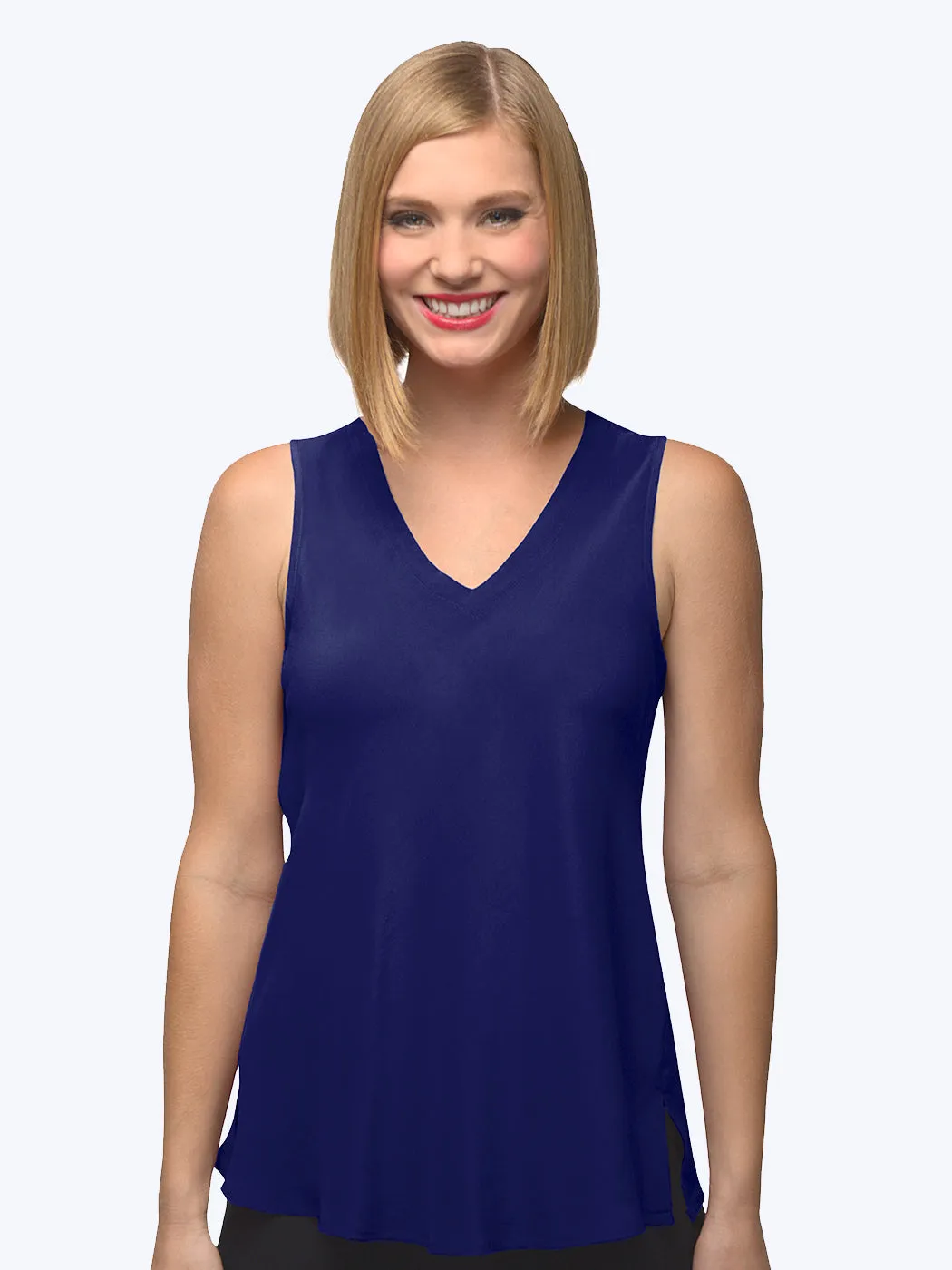 Tianello Crepe de Chine Washable Silk Erika Bias Tank