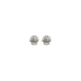 Tiny Silver Shell Stud Earrings