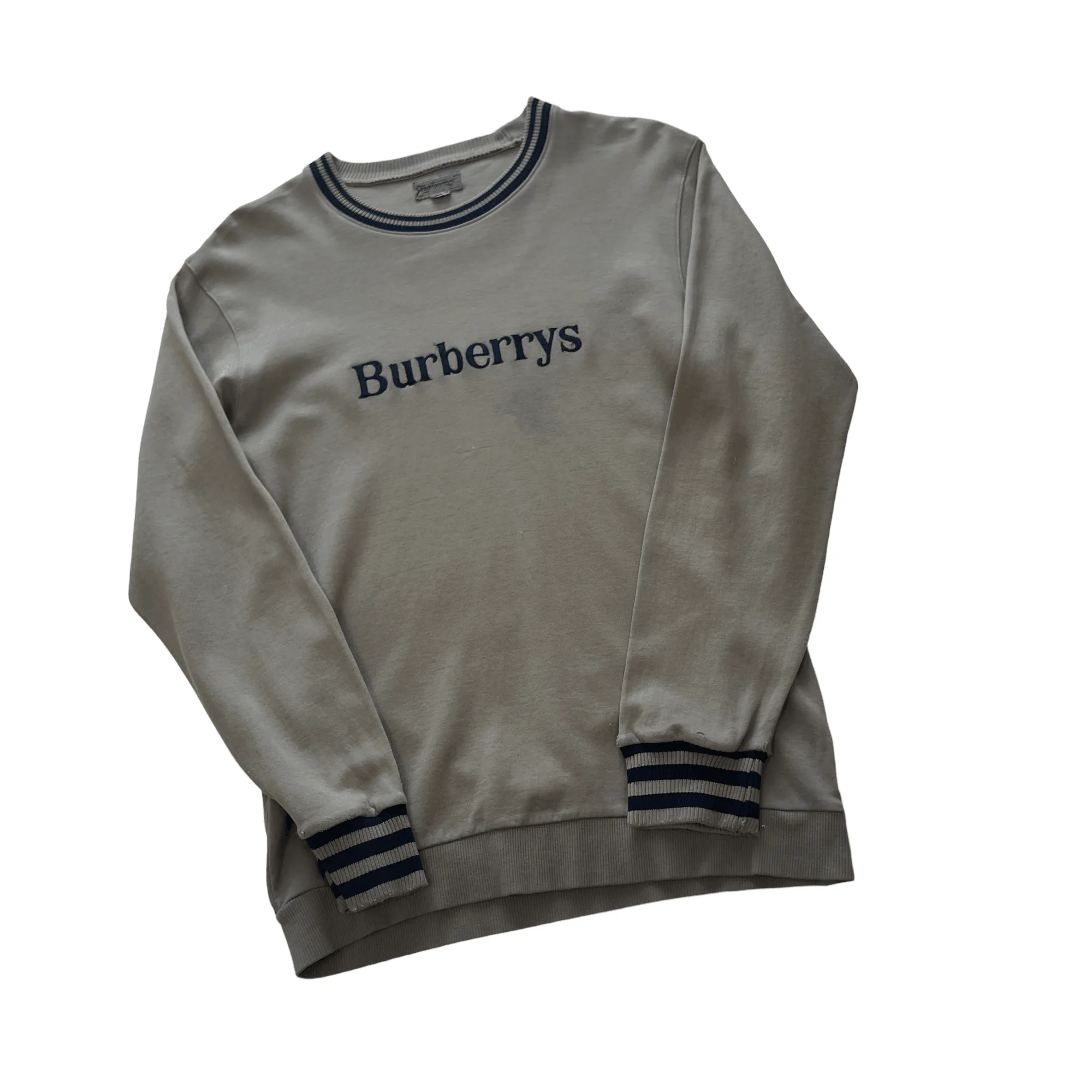 Vintage 90s Grey Burberry Spell-Out Sweatshirt - Small