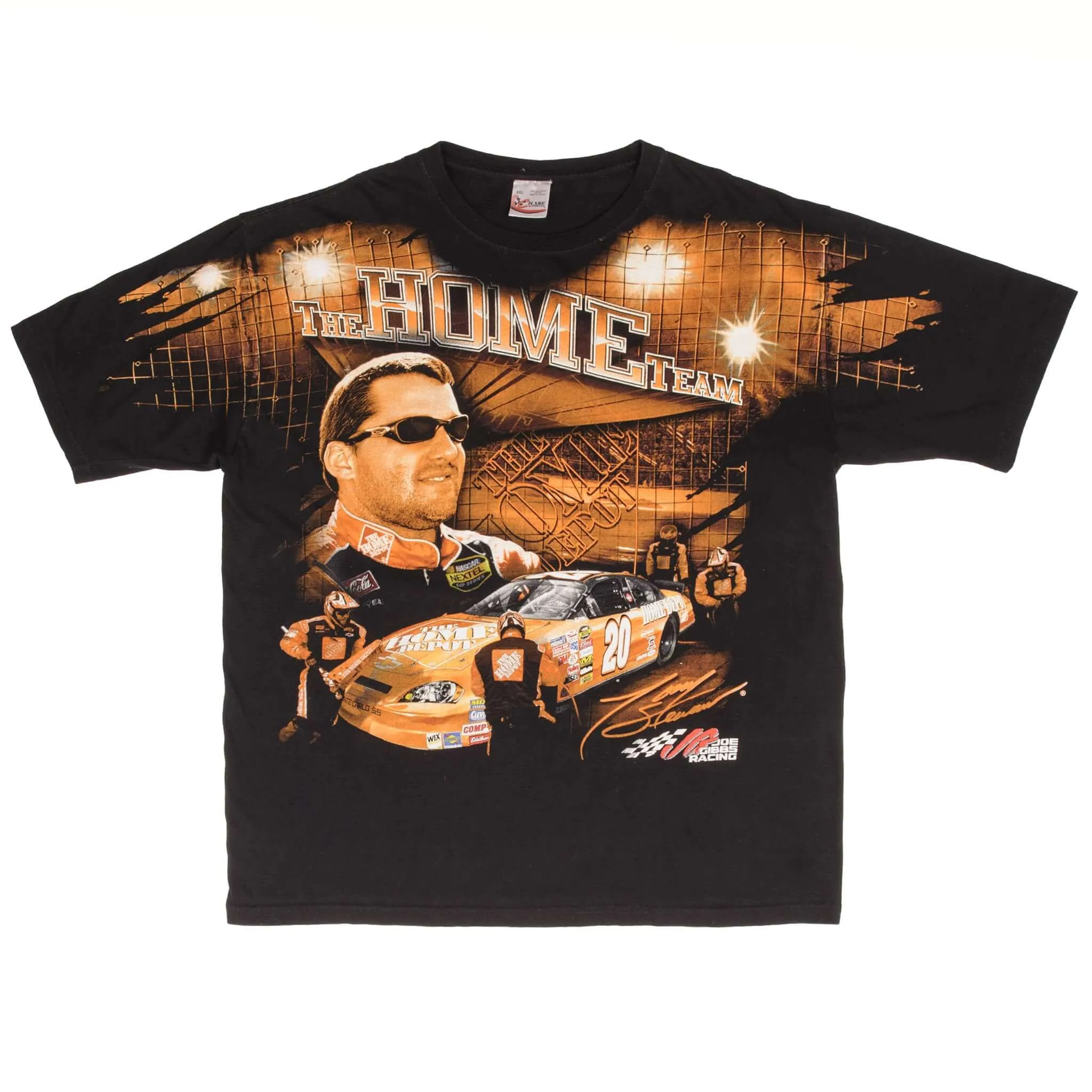 VINTAGE ALL OVER PRINT NASCAR TONY STEWART HOME DEPOT 2006 TEE SHIRT SIZE 2XL