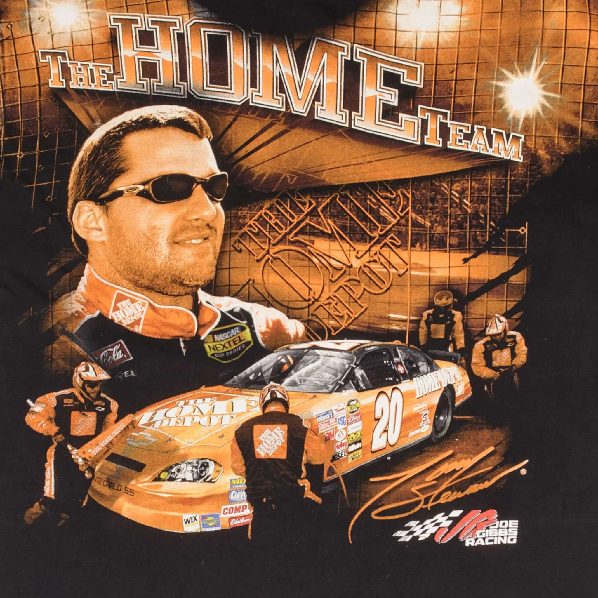 VINTAGE ALL OVER PRINT NASCAR TONY STEWART HOME DEPOT 2006 TEE SHIRT SIZE 2XL