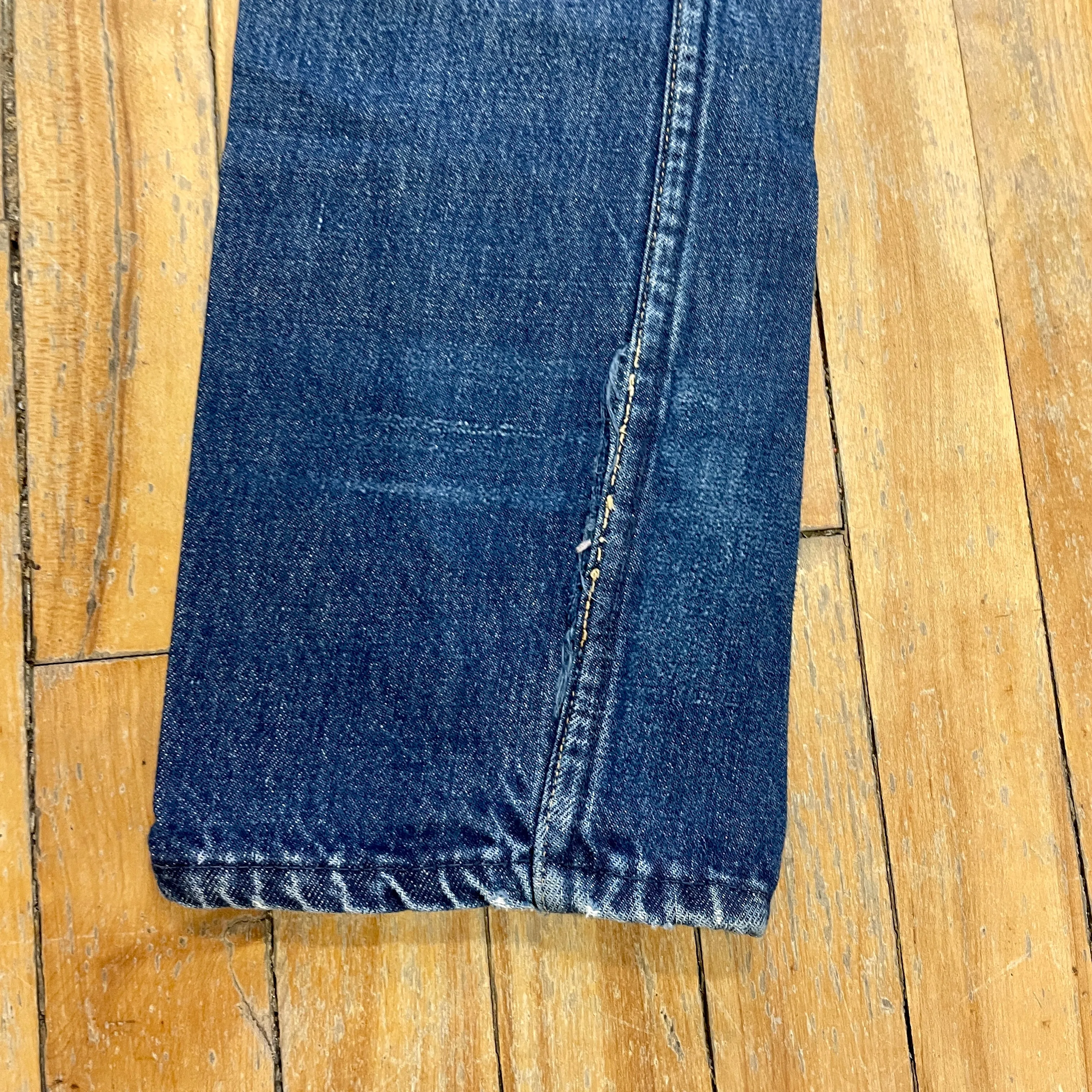 Vintage Mid-Century Patched Perfection Circle S High Waisted Ranch Selvedge Denim Jeans Petite/Youth 23" Waist