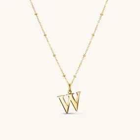 W Initial Pendant Necklace In Gold