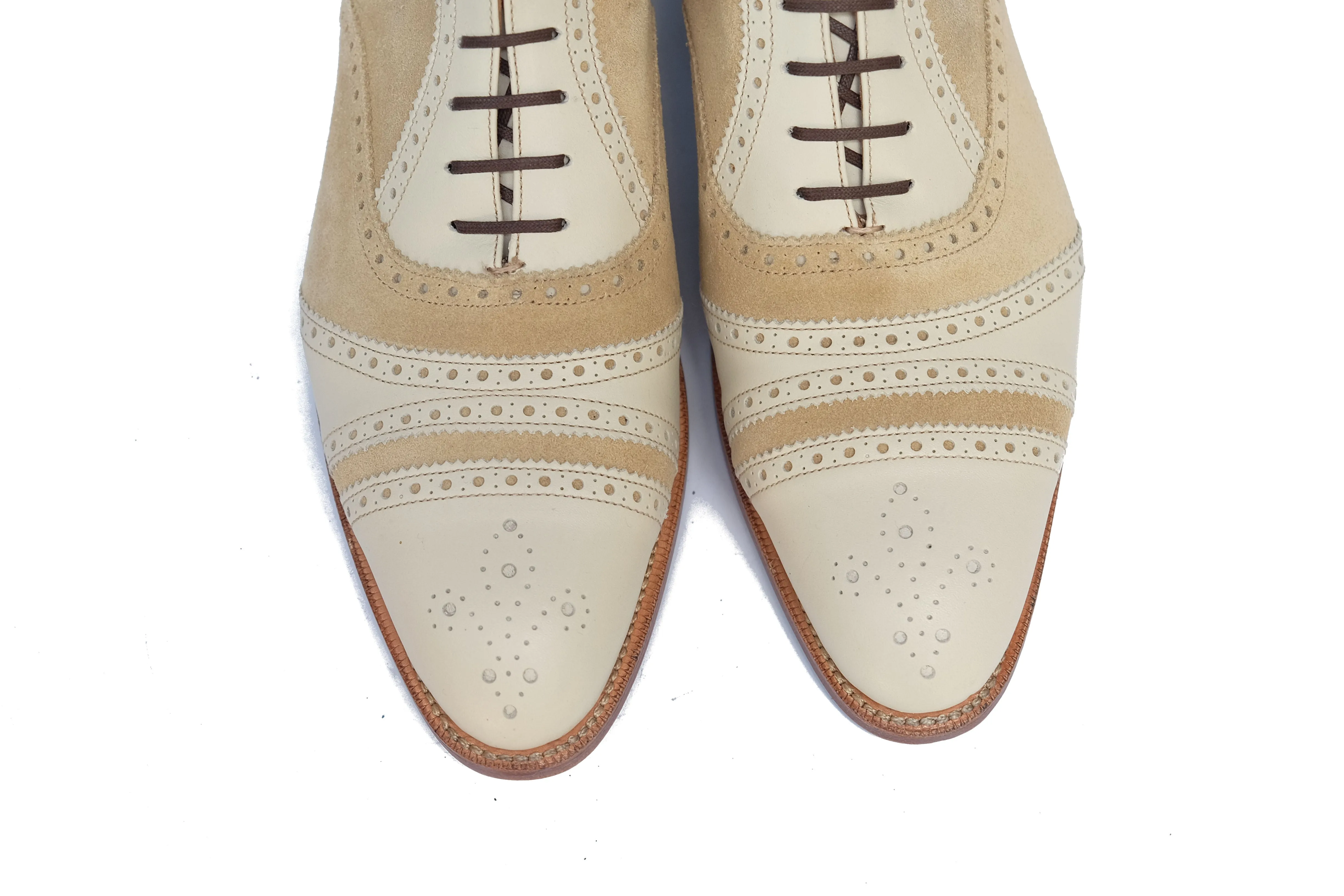 Whitman - MTO - Crust Calf / Light Cream Suede - NGT last - Single Leather Sole - Fleur De Lys Medallion