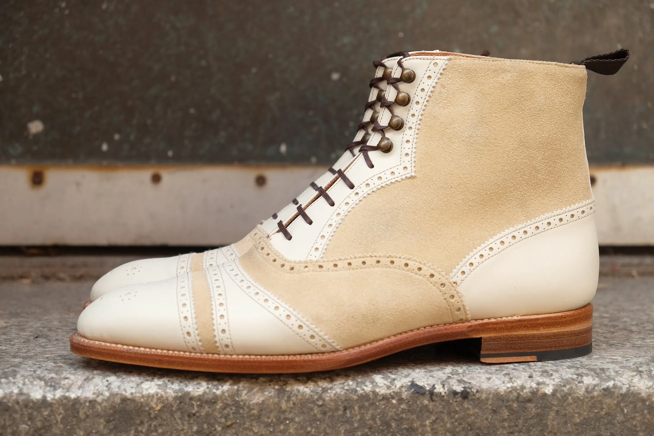 Whitman - MTO - Crust Calf / Light Cream Suede - NGT last - Single Leather Sole - Fleur De Lys Medallion