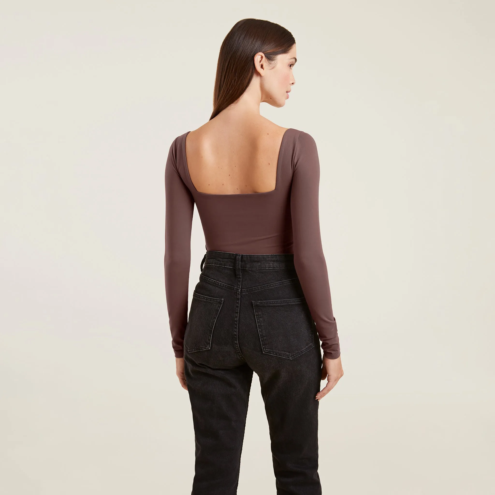 Wide Square Neck Bodysuit | Coffee