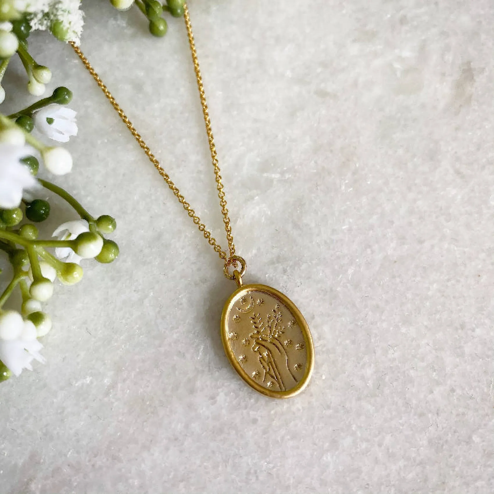 Wisteria London Juniper Gold Wildflower Necklace