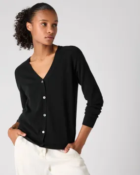 Women's Lara V Neck Cashmere Cardigan Black