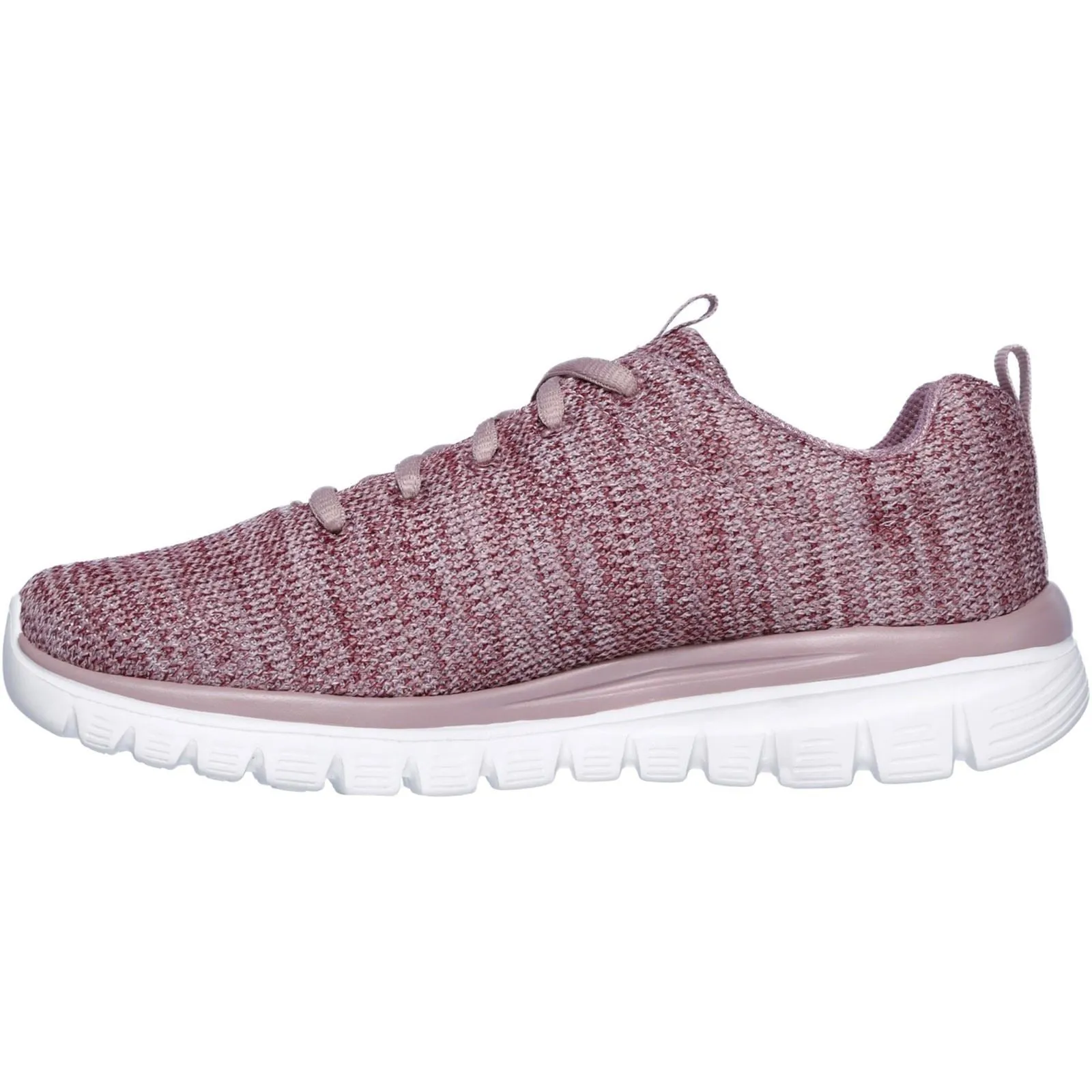 Women's Wide Fit Skechers 12614 Graceful Twisted Fortune Trainers - Mauve